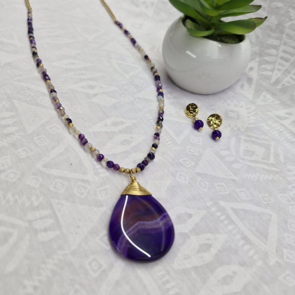Collar de amatista y dije en gota