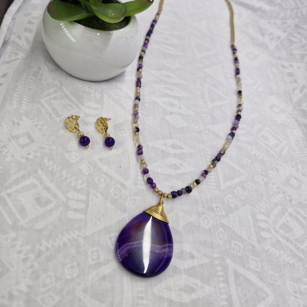 Collar de amatista y dije en gota