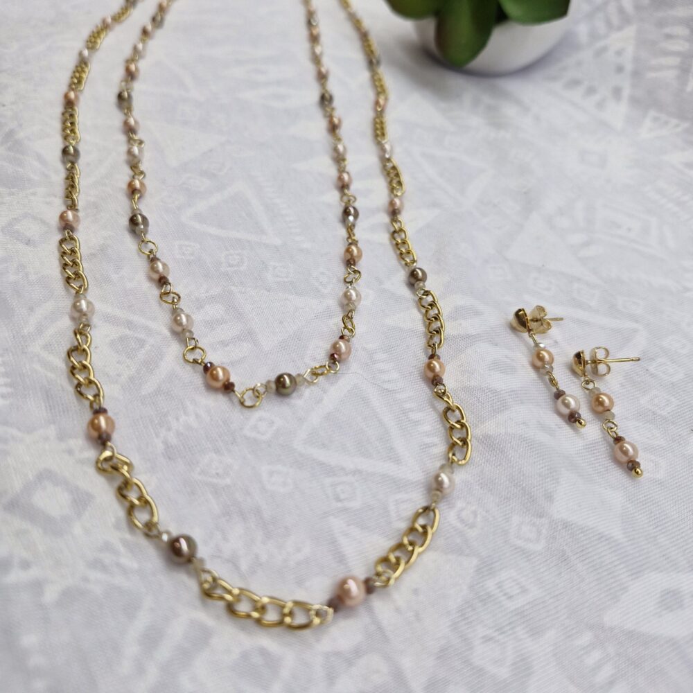 Collar de dos hilos de perla tipo Mallorca