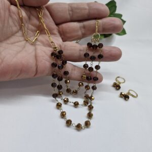 Collar de cristales café chocolate y cobre