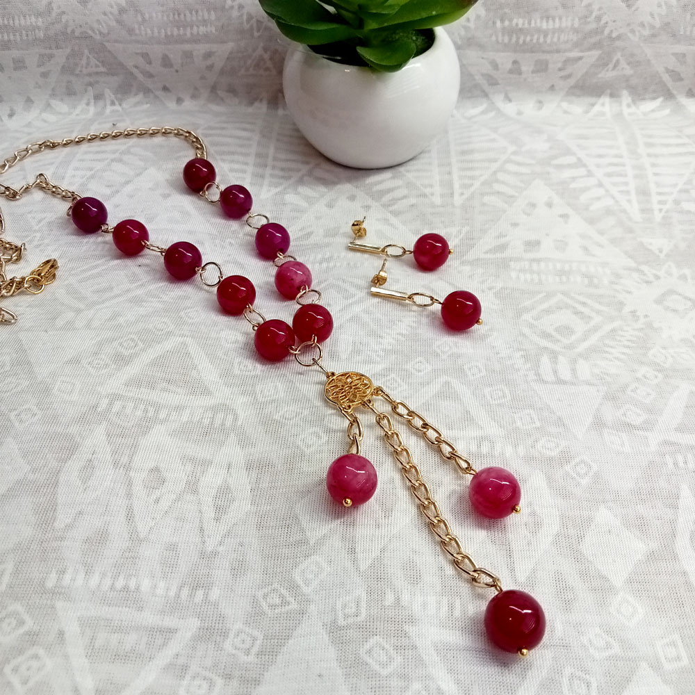 Collar de ágatas y dije de atrapasueños