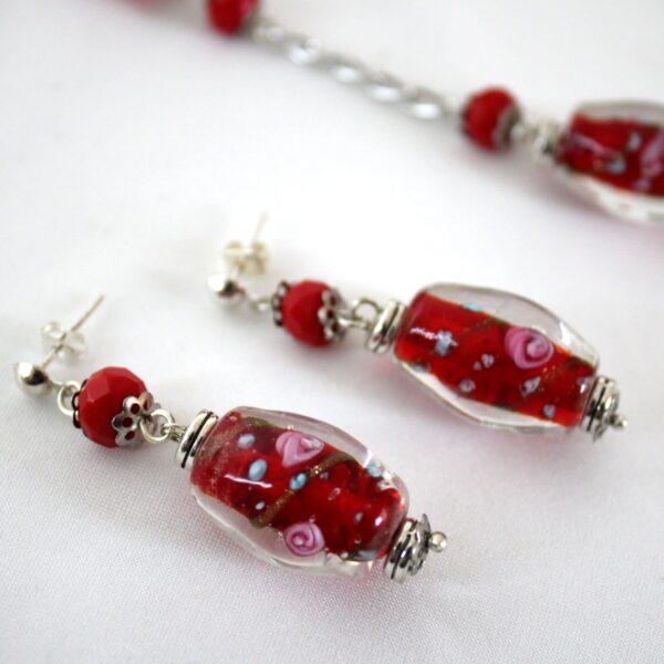 Collar de Cristales de Murano y cristales rojos
