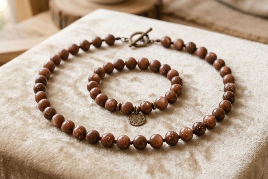collar y pulsera de venturina artesanal México