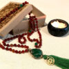 Japa Mala de Cornalina con Jade Verde