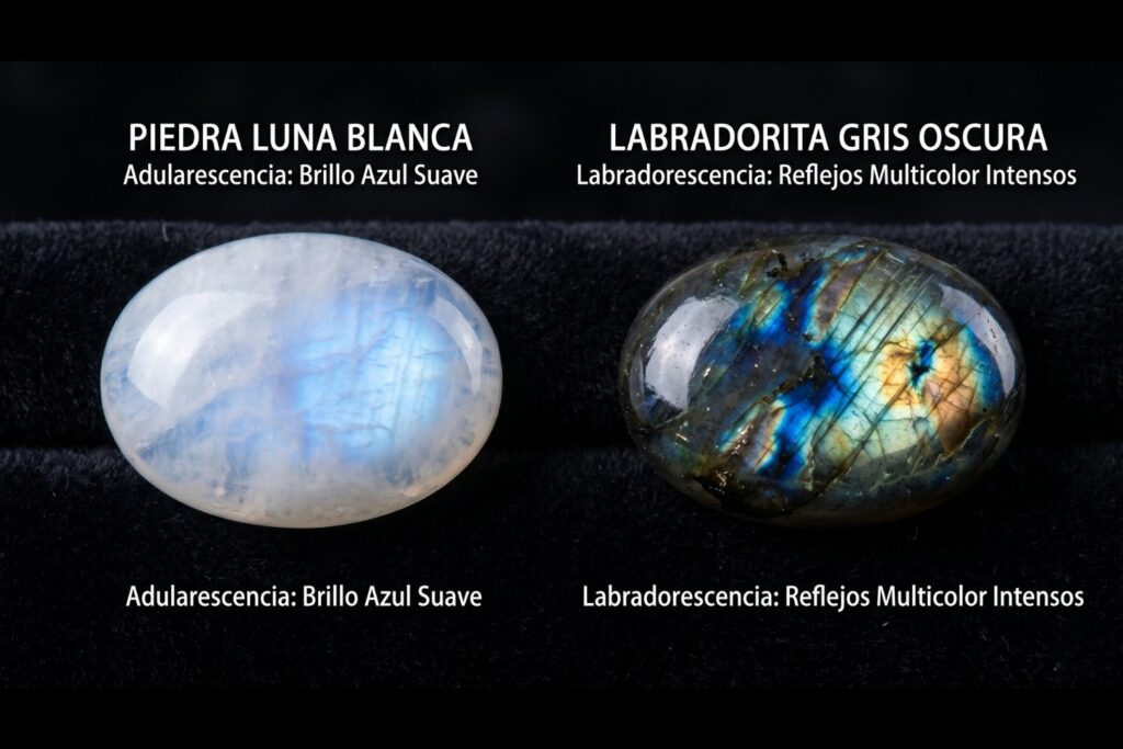 Piedra luna vs. labradorita: diferencias clave