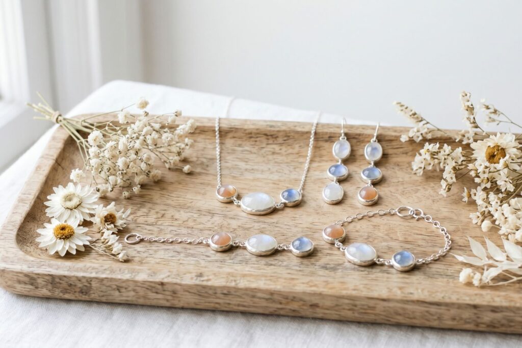 Joyería artesanal con piedra luna