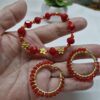 Pulsera y Arracadas color Rojo