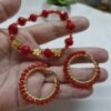 Pulsera y Arracadas color Rojo