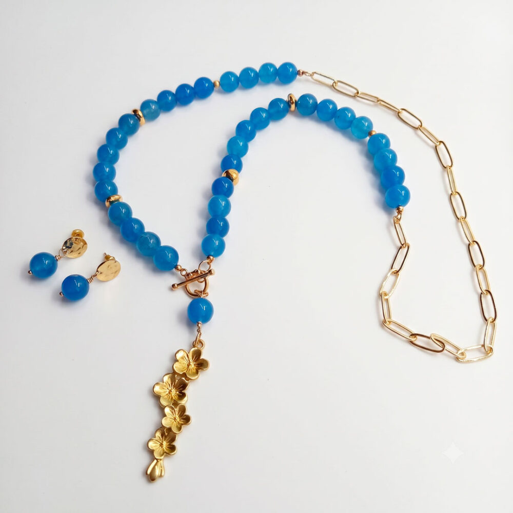 cl-126 Collar de Jade Azul