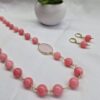 Collar de Ágatas rosa y dije oval