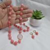 Collar de Ágatas rosa y dije oval