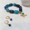 Pulsera de Ágatas y aretes azul