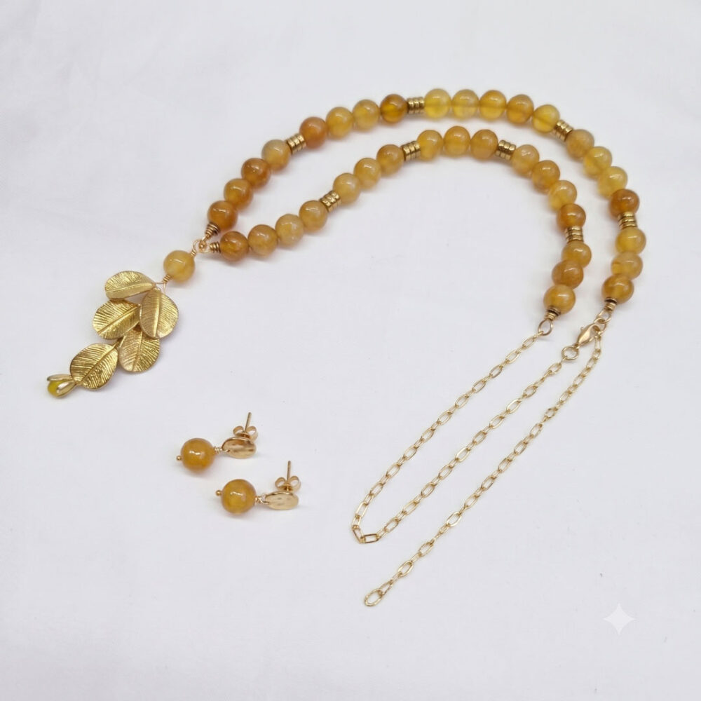 Collar de Ágatas amarillas y aretes
