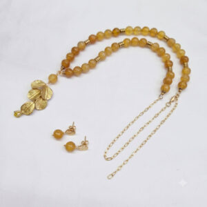 cl-133 Collar de Ágatas amarillas y aretes