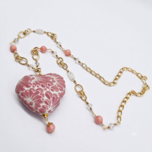 cl-151 Dije Corazón de Talavera Rosa