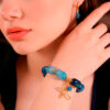 Pulsera de Ágatas y aretes azul