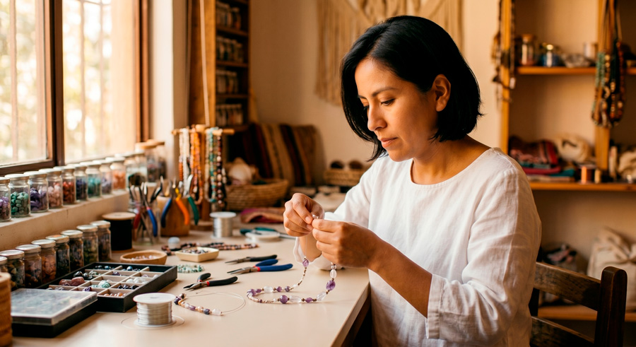 Joyería Artesanal Mexicana ensamblada por Claudia Peragallo.