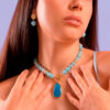 cl127-002 Collar de ágatas azul cielo