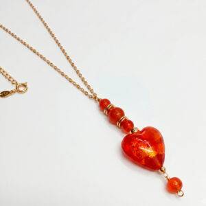 Dije corazón de Murano naranja