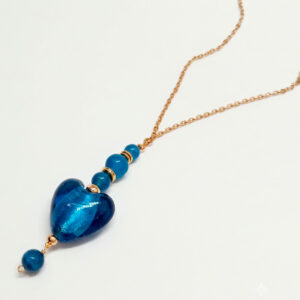 Dije corazón de Murano Azul