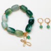 Pulsera de Ágatas y aretes verde